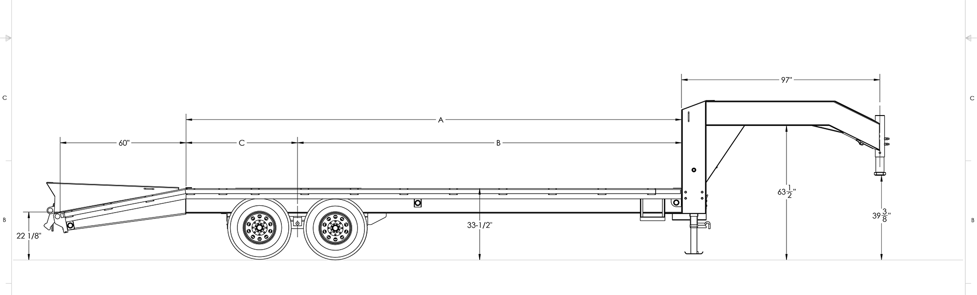 Single Wheel Tandem Axle Gooseneck Trailer